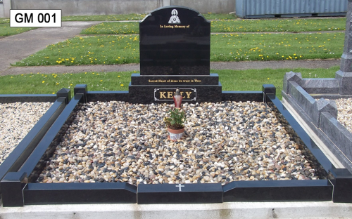Gavins Memorials, Ballyhaunis, Co Mayo, Ireland.  Black Scroll - GM 001