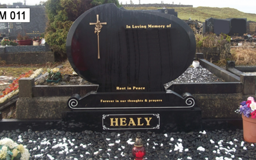 Gavins Memorials, Ballyhaunis, Co Mayo, Ireland.  Pointed Rugby Ball - GM 011