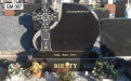 Gavins Memorials, Ballyhaunis, Co Mayo, Ireland.  Celtic Cross on side of Black Headstone 2 - GM 007
